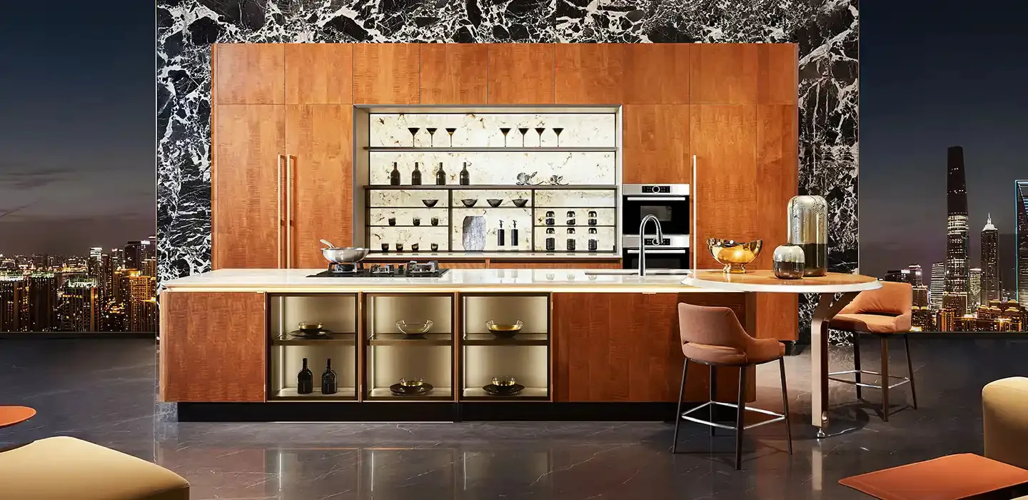 retro custom luxury veneer kitchen cabinet design 2 1