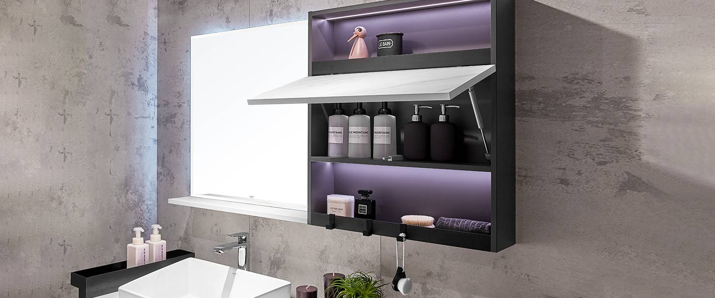Bespoke Lacquer White and Grey Bathroom Cabinets PLWY19063 03