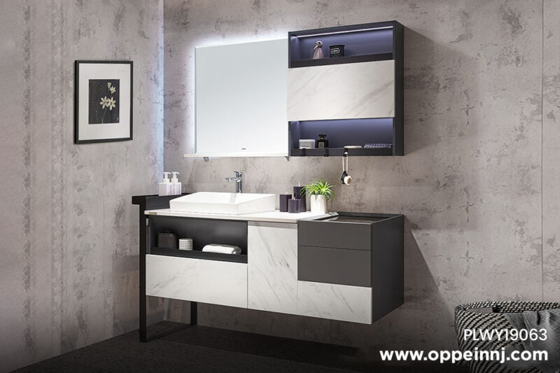 Bespoke Lacquer White and Grey Bathroom Cabinets PLWY19063 1