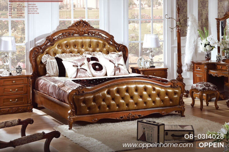 Luxury Traditional Bed With Solid Wood Frame OB 0314028 01