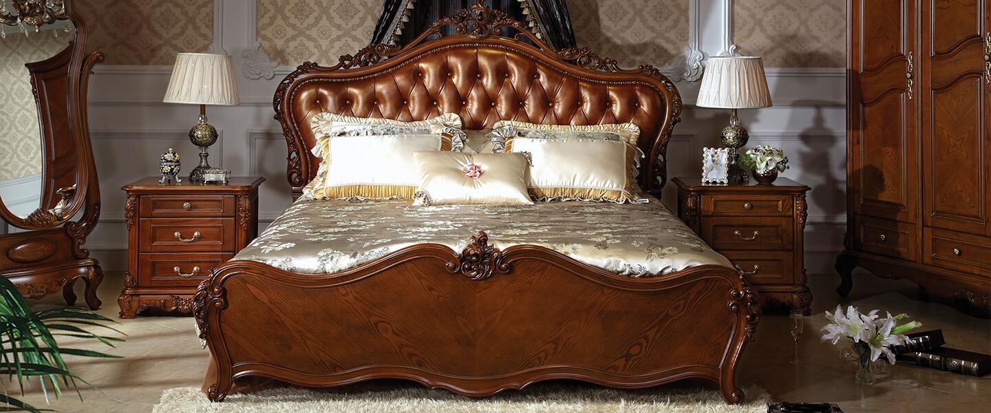 Luxury Traditional Bed With Solid Wood Headboard OB 0314044 02