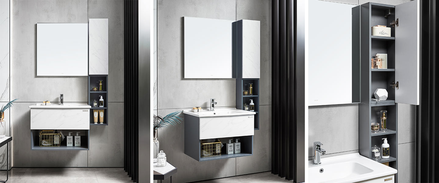 Modern Design Laminate Bathroom Vanity with Integrated Basin PCWY20006 03