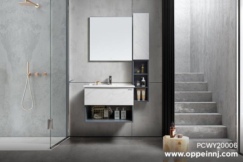 Modern Design Laminate Bathroom Vanity with Integrated Basin PCWY20006 1