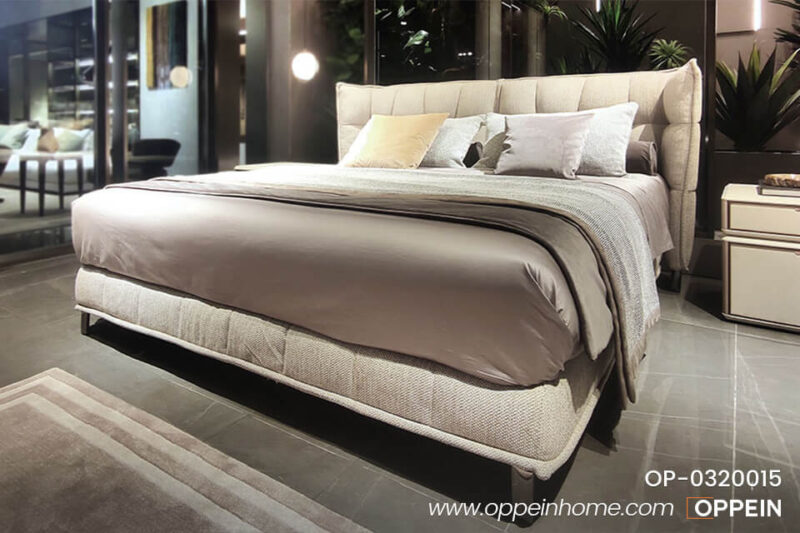 Modern Fabric Queen Bed with Fabric Headboard OP 0320015 01