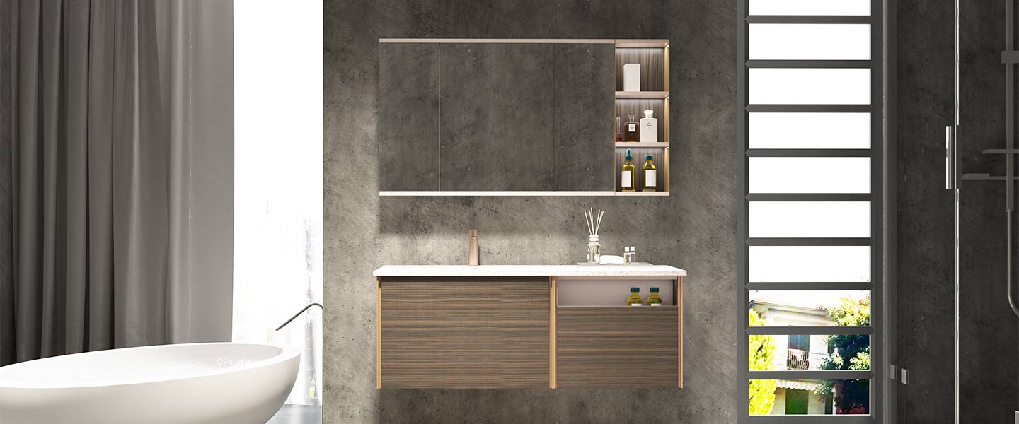 Wood Grain Melamine Bathroom Cabinet PLWY20101 02