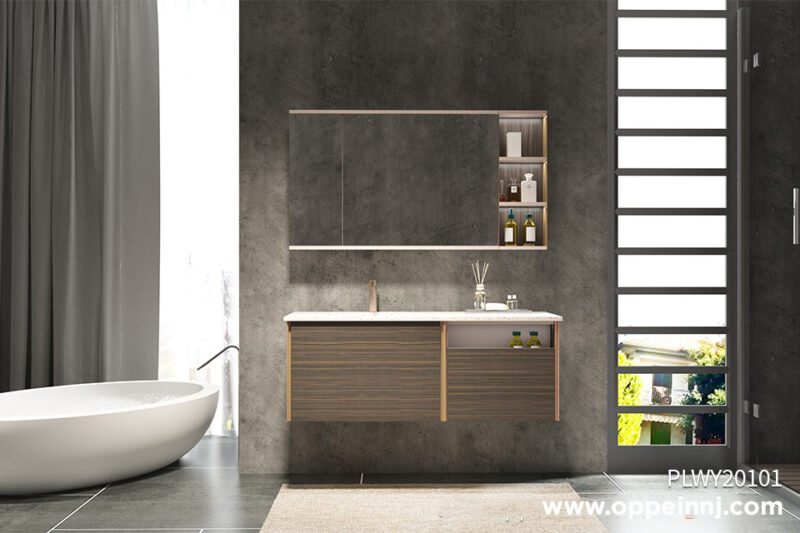 Wood Grain Melamine Bathroom Cabinet PLWY20101 1