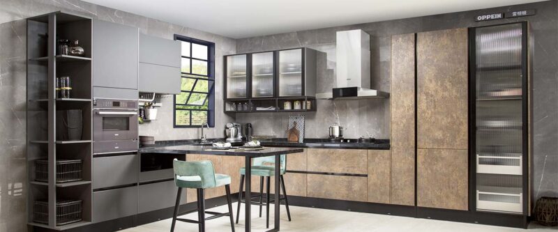 L Shaped Modern Design Complete Kitchen Cabinets Set PLCC19019 2