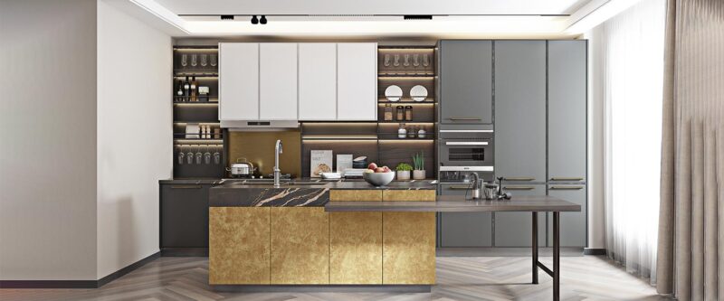 Modern Matte Lacquer Kitchen with Island Design PLCC20030 21