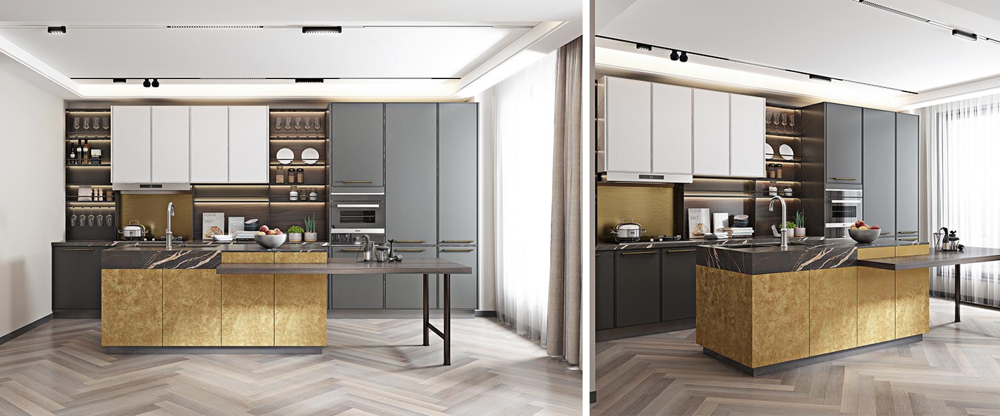 Modern Matte Lacquer Kitchen with Island Design PLCC20030 3