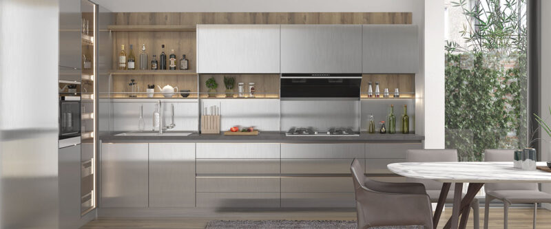 Modern Silver Metal Color Kitchen Cabinets PLCC20104 2