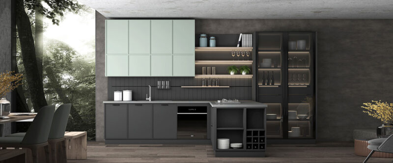 Open Design Dark Gray Modern PVC Kitchen Cabinets 01 PLCC20094 2