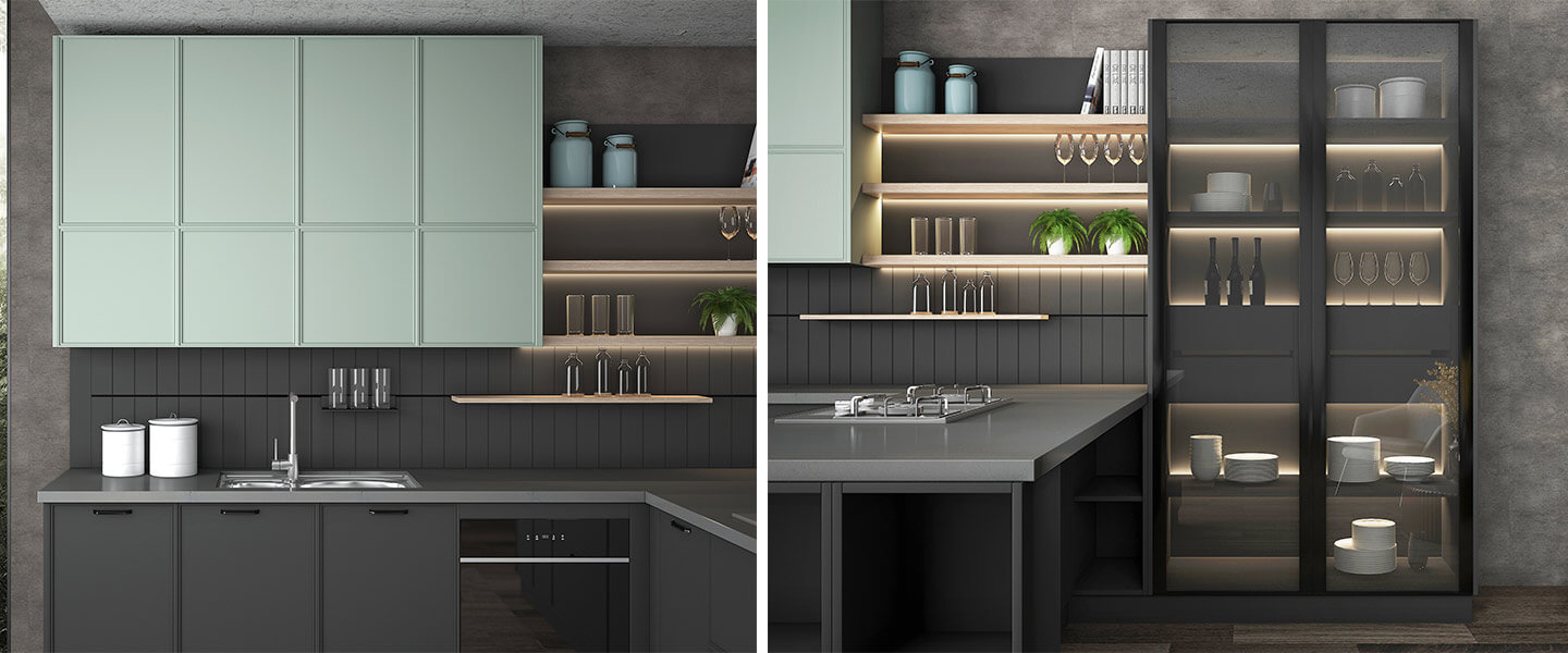 Open Design Dark Gray Modern PVC Kitchen Cabinets 01 PLCC20094 3
