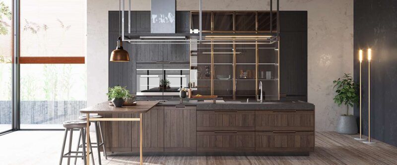 Solid Wood Rustic Kitchen Cabinet with Island PLCC20004 21