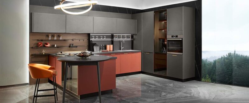 U shaped Lacquer Kitchen Cabinet PLCC21051 1440 600 1