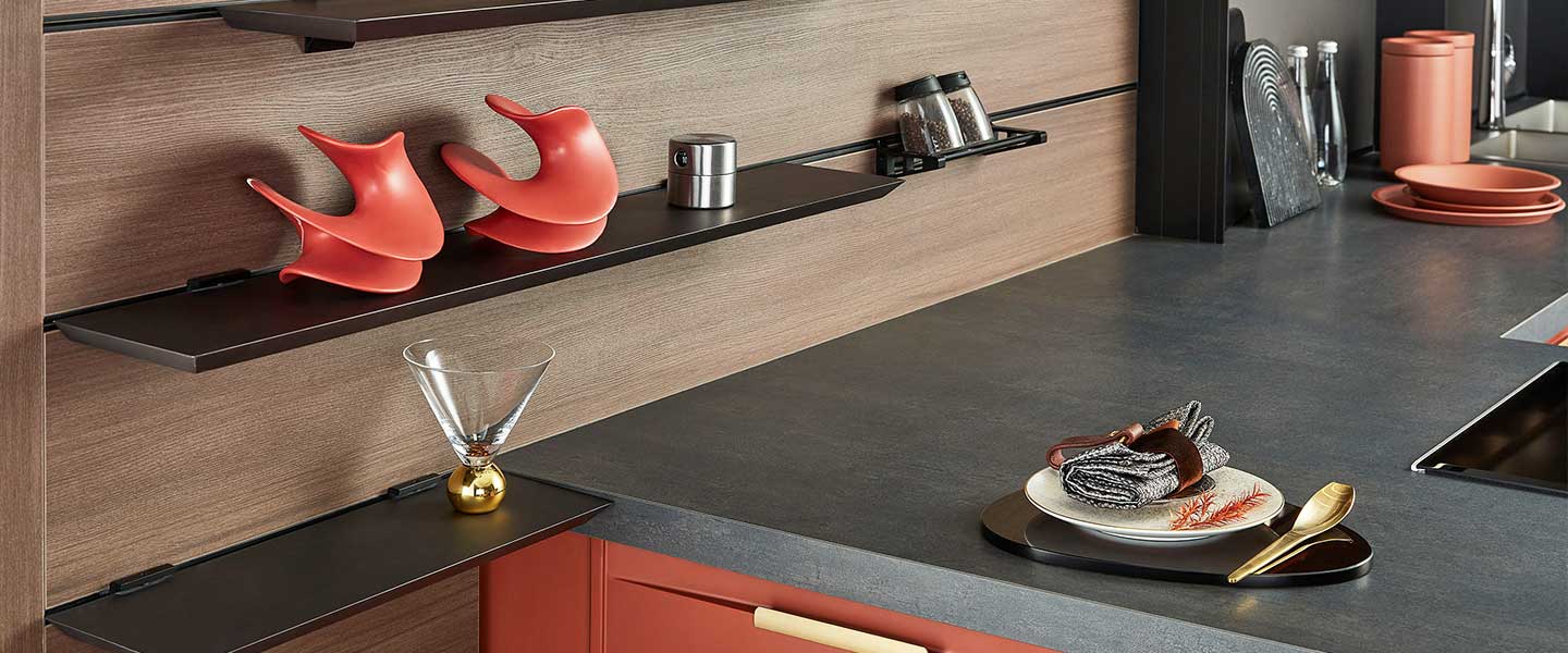 U shaped Lacquer Kitchen Cabinet PLCC21051 1440 600 2