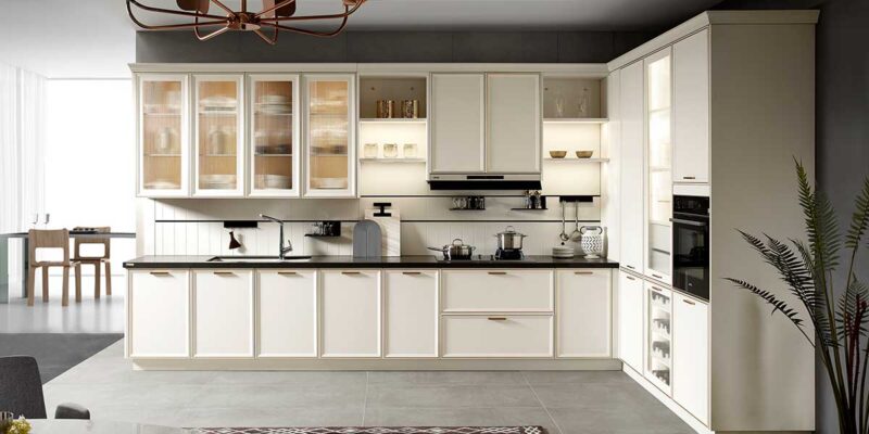 White PVC Shaker Kitchen Cabinet PLCC20101 2